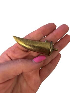 Brass Horn / Tusk Charm Pendant